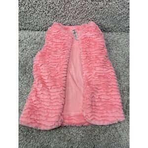 Beautees Vest Girls Faux Fur Vibrant Pink Open Front Size Small Soft Warm